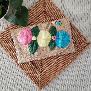 Woven Clutch with Flowers